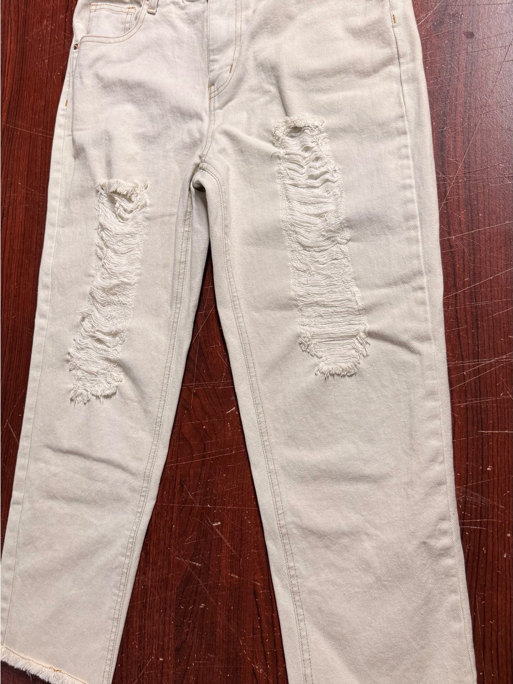 Women’s Distressed White Jeans - Casual Ripped Style